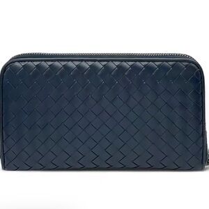 Bottega Veneta Elegant Dark Blue calfskin continental zippy wallet